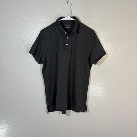 Bonobos Polo Shirt Mens Medium Dark Gray Slim Fit Stretch Cotton Short Sleeve - Picture 1 of 6